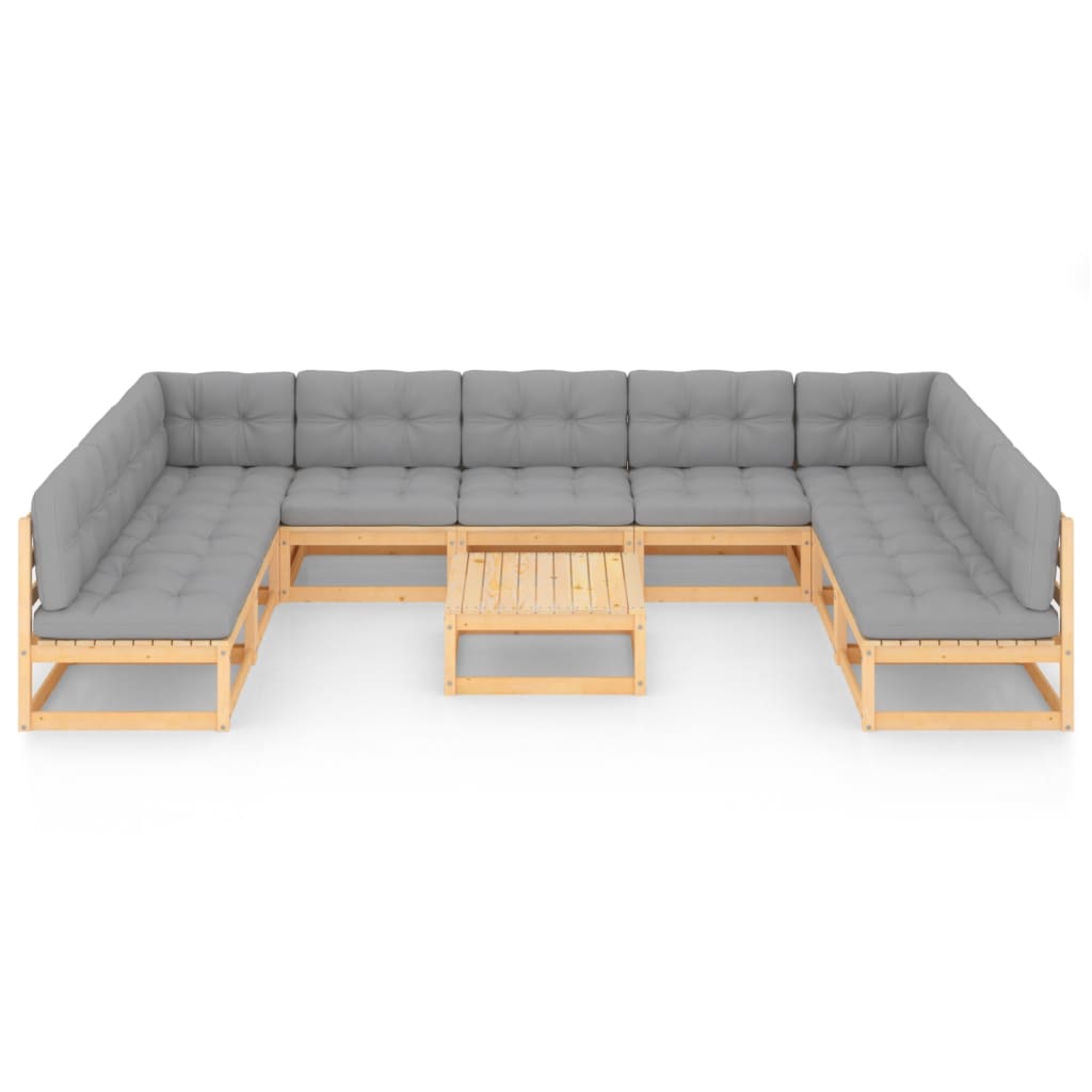 vidaXL 10-tlg. Garten-Lounge-Set mit Kissen Massivholz Kiefer