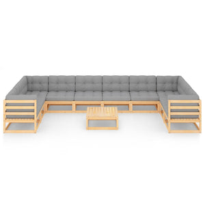 vidaXL 11-tlg. Garten-Lounge-Set mit Kissen Kiefer Massivholz