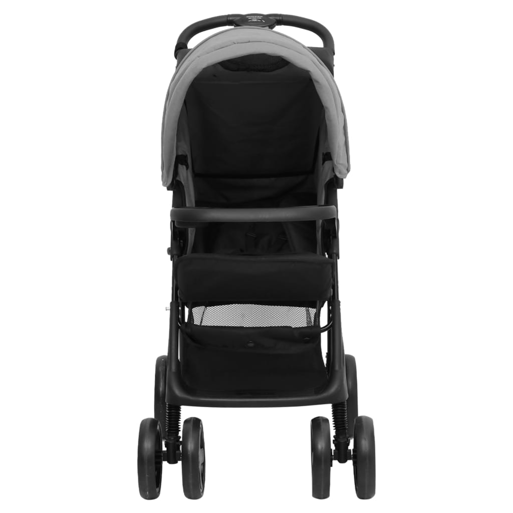 vidaXL 2-in-1 Kinderwagen Hellgrau und Schwarz Stahl