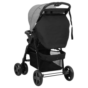 vidaXL 2-in-1 Kinderwagen Hellgrau und Schwarz Stahl