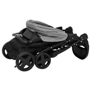 vidaXL 2-in-1 Kinderwagen Hellgrau und Schwarz Stahl