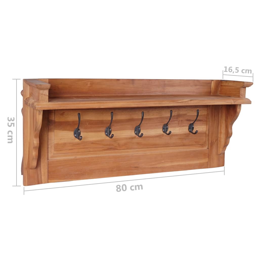 vidaXL Wandgarderobe 80x16,5x35 cm Massivholz Teakholz