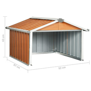 vidaXL Rasenmäher Garage 92x97x63 cm Verzinkter Stahl Braun