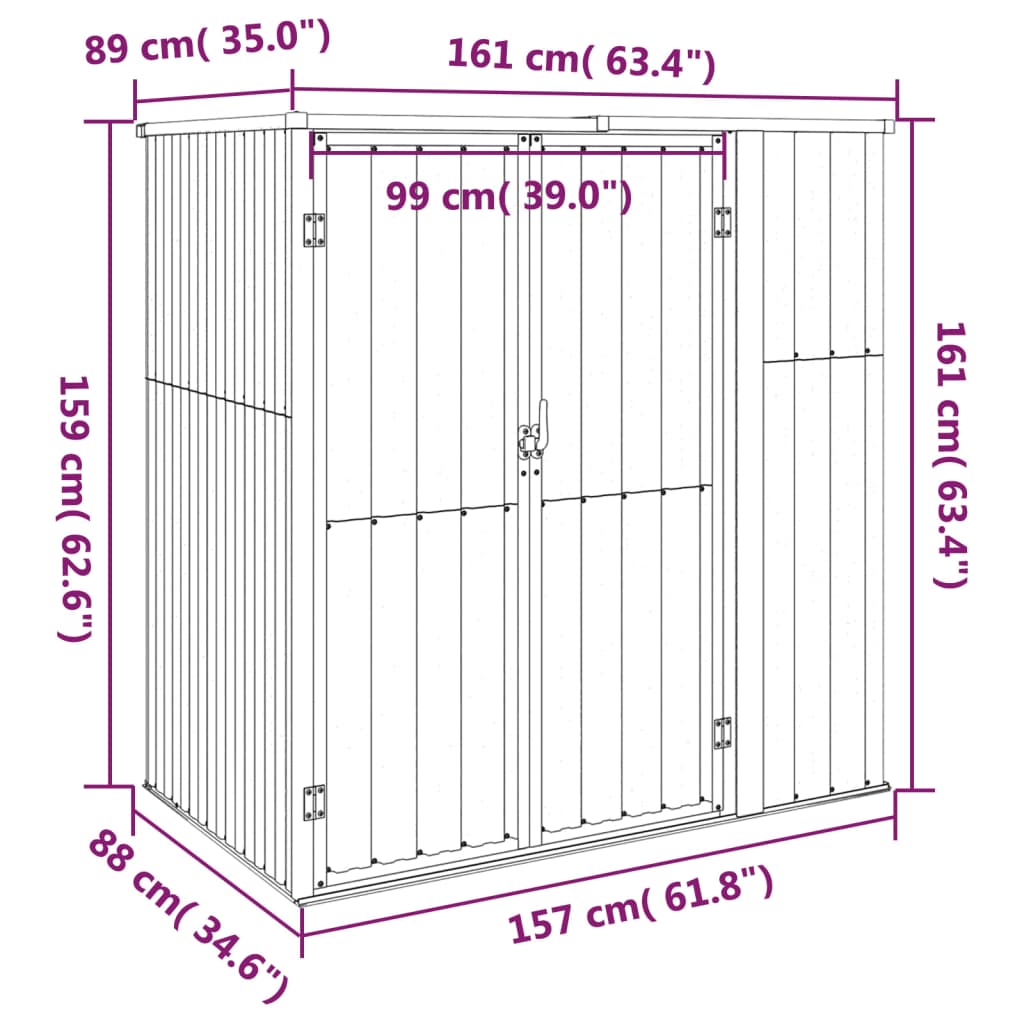 Gerätehaus Grün 161x89x161 cm Verzinkter Stahl Stilecasa