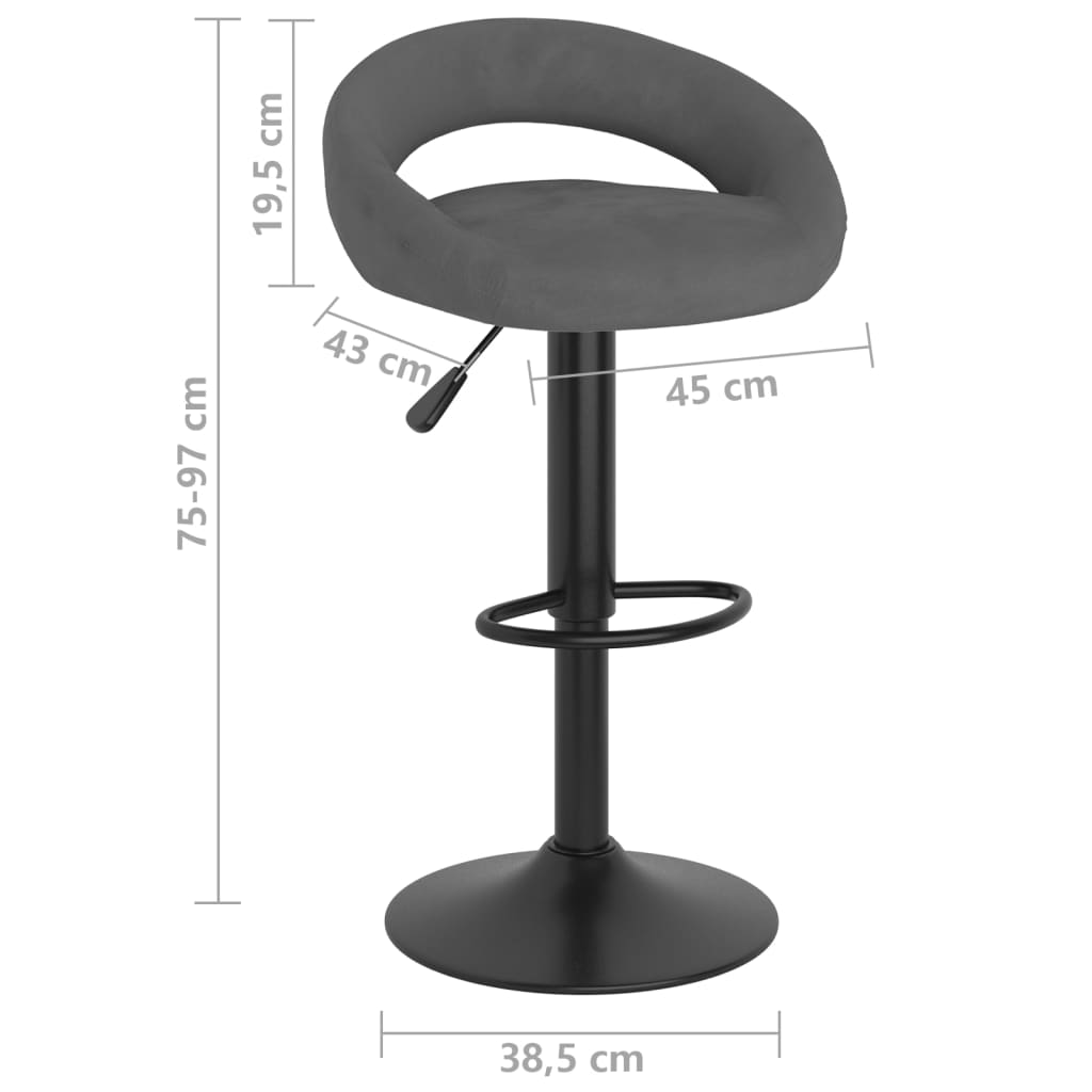 Barhocker 2 Stk. Dunkelgrau Samt Stilecasa