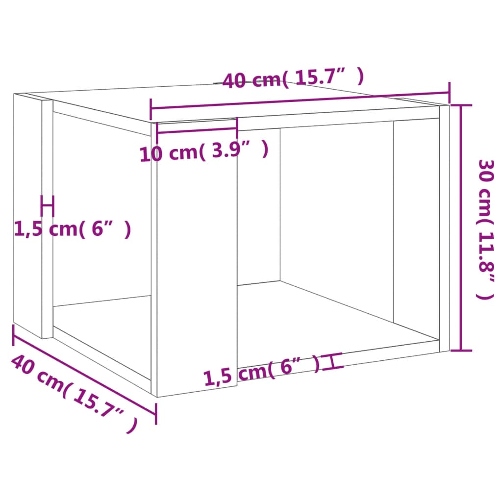 vidaXL Couchtisch Sonoma-Eiche 40x40x30 cm Holzwerkstoff