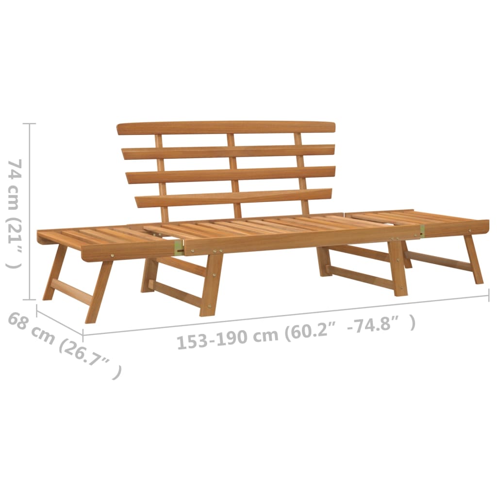 vidaXL Gartenbank 2-in-1 190 cm Massivholz Akazie