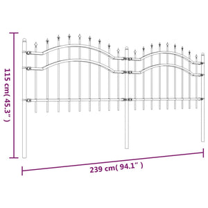 vidaXL Gartenzaun mit Speerspitzen Schwarz 115 cm Stahl