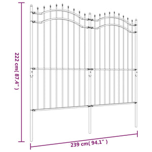 vidaXL Gartenzaun mit Speerspitzen Schwarz 222 cm Stahl