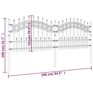 vidaXL Gartenzaun mit Speerspitzen Schwarz 115 cm Stahl