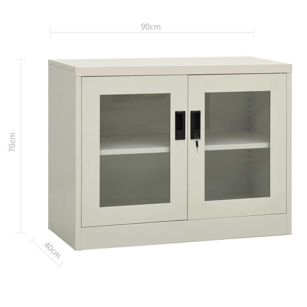 Büroschrank Hellgrau 90x40x70 cm Stahl Stilecasa