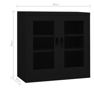 vidaXL Büroschrank Schwarz 90x40x90 cm Stahl