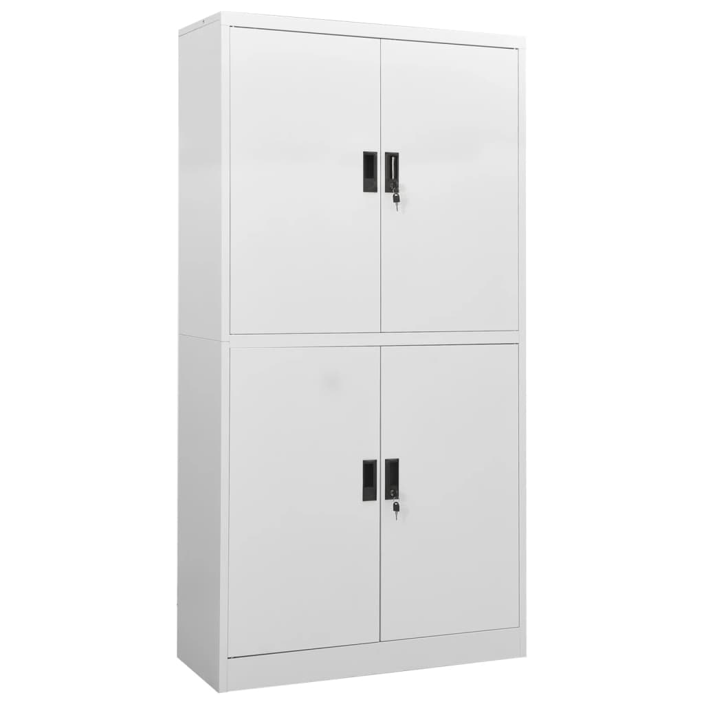 Büroschrank Hellgrau 90x40x180 cm Stahl Stilecasa