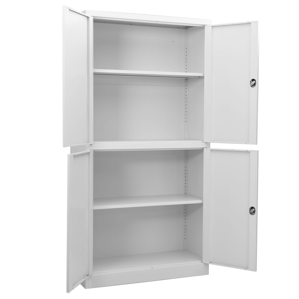 Büroschrank Hellgrau 90x40x180 cm Stahl Stilecasa