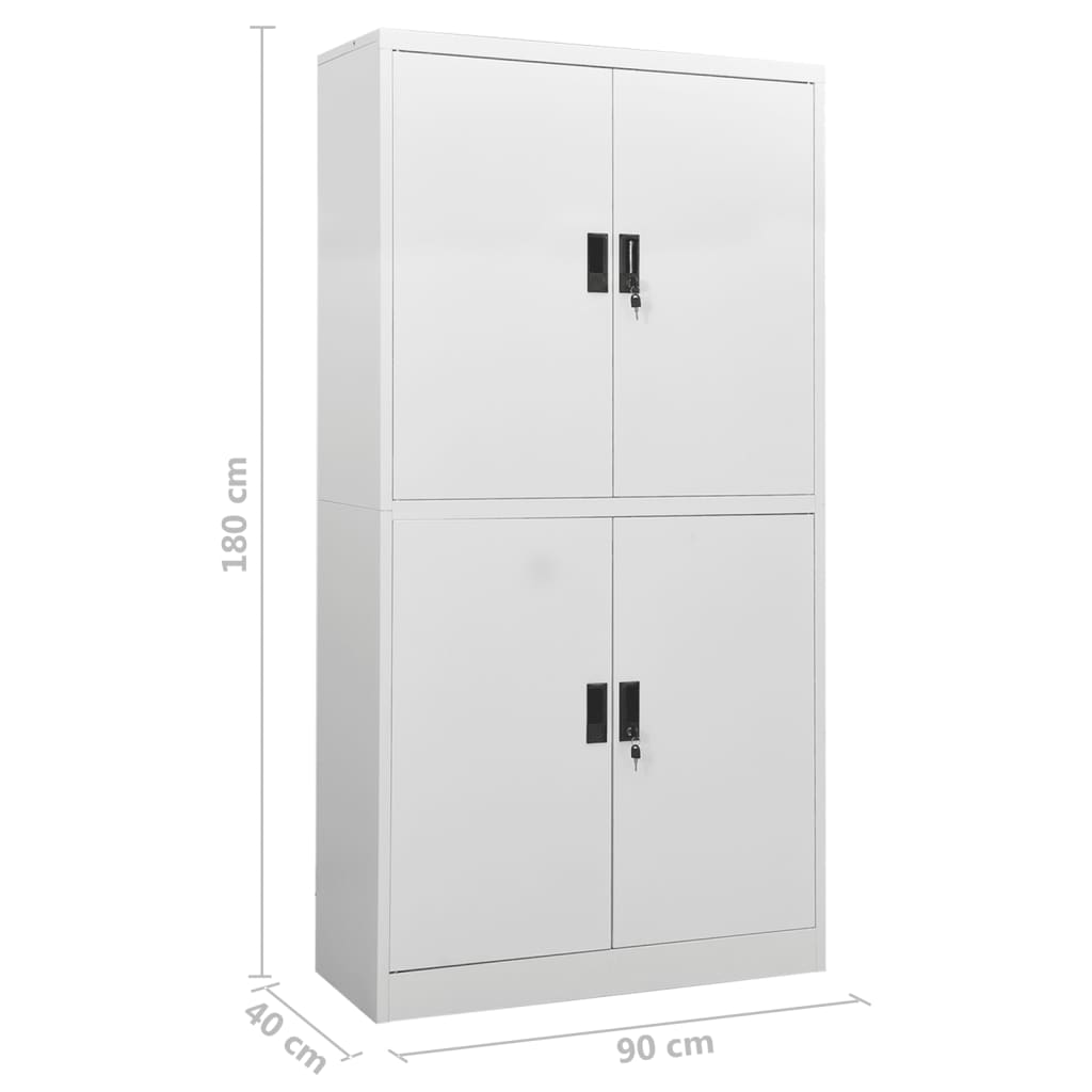 Büroschrank Hellgrau 90x40x180 cm Stahl Stilecasa