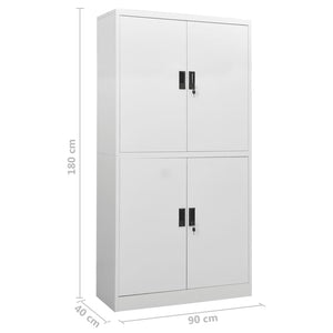 Büroschrank Hellgrau 90x40x180 cm Stahl Stilecasa