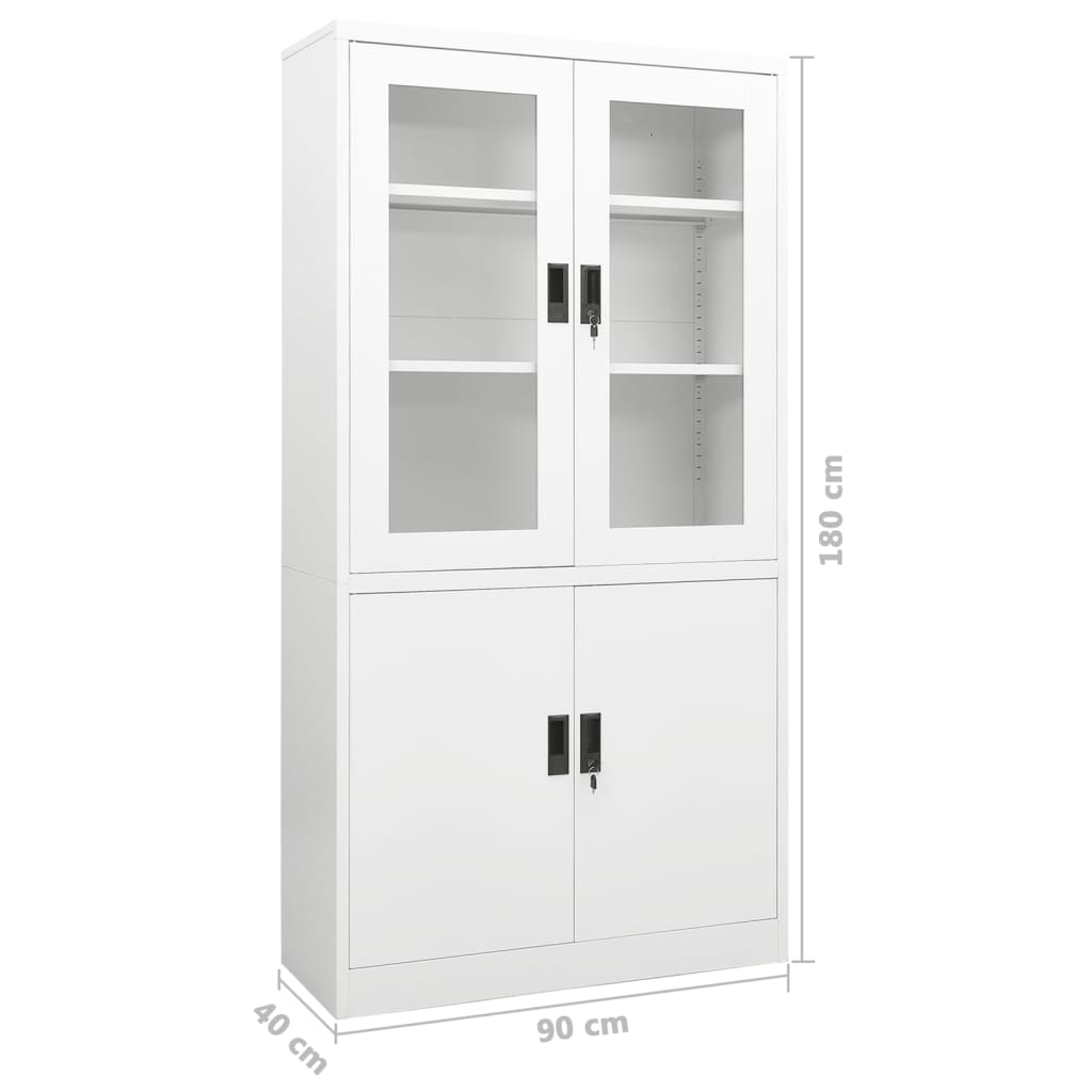 vidaXL Büroschrank Weiß 90x40x180 cm Stahl