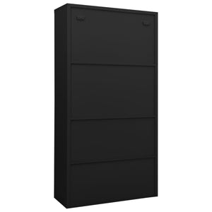 Büroschrank Schwarz 90x40x180 cm Stahl Stilecasa