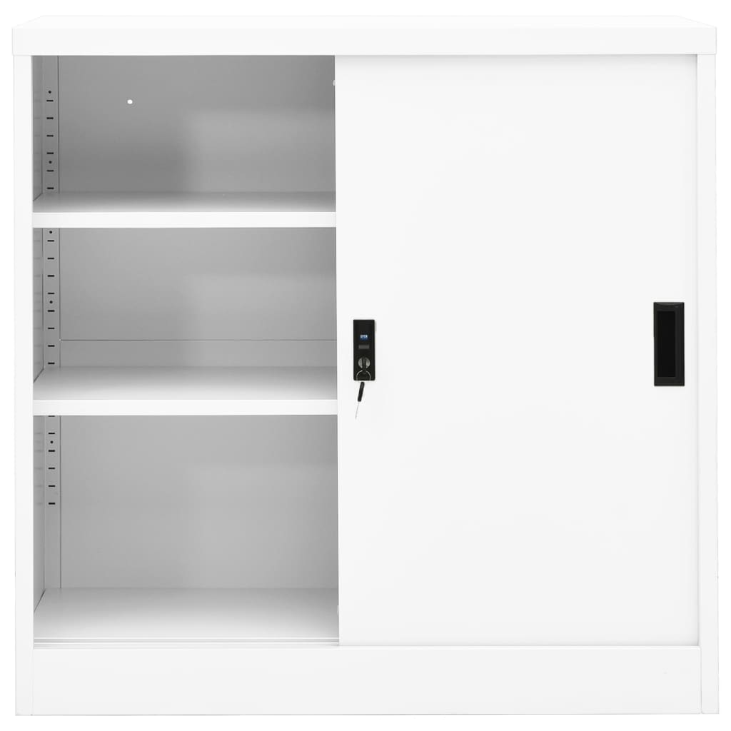 Büroschrank mit Schiebetür Weiß 90x40x90 cm Stahl Stilecasa