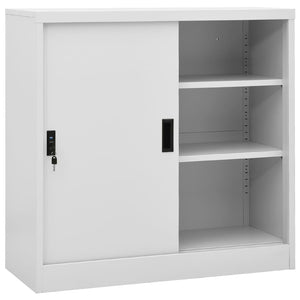 Büroschrank mit Schiebetür Hellgrau 90x40x90 cm Stahl Stilecasa