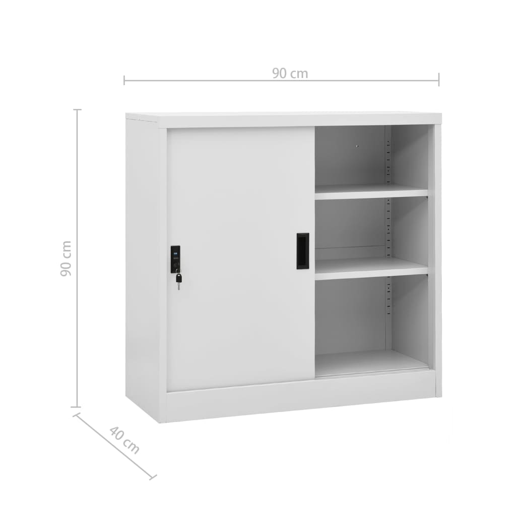 Büroschrank mit Schiebetür Hellgrau 90x40x90 cm Stahl Stilecasa