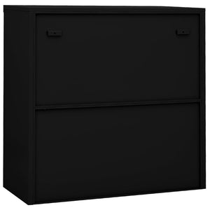 Büroschrank mit Schiebetür Schwarz 90x40x90 cm Stahl Stilecasa