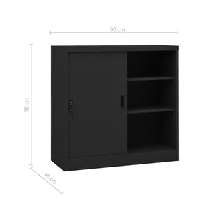 vidaXL Büroschrank mit Schiebetür Anthrazit 90x40x90 cm Stahl