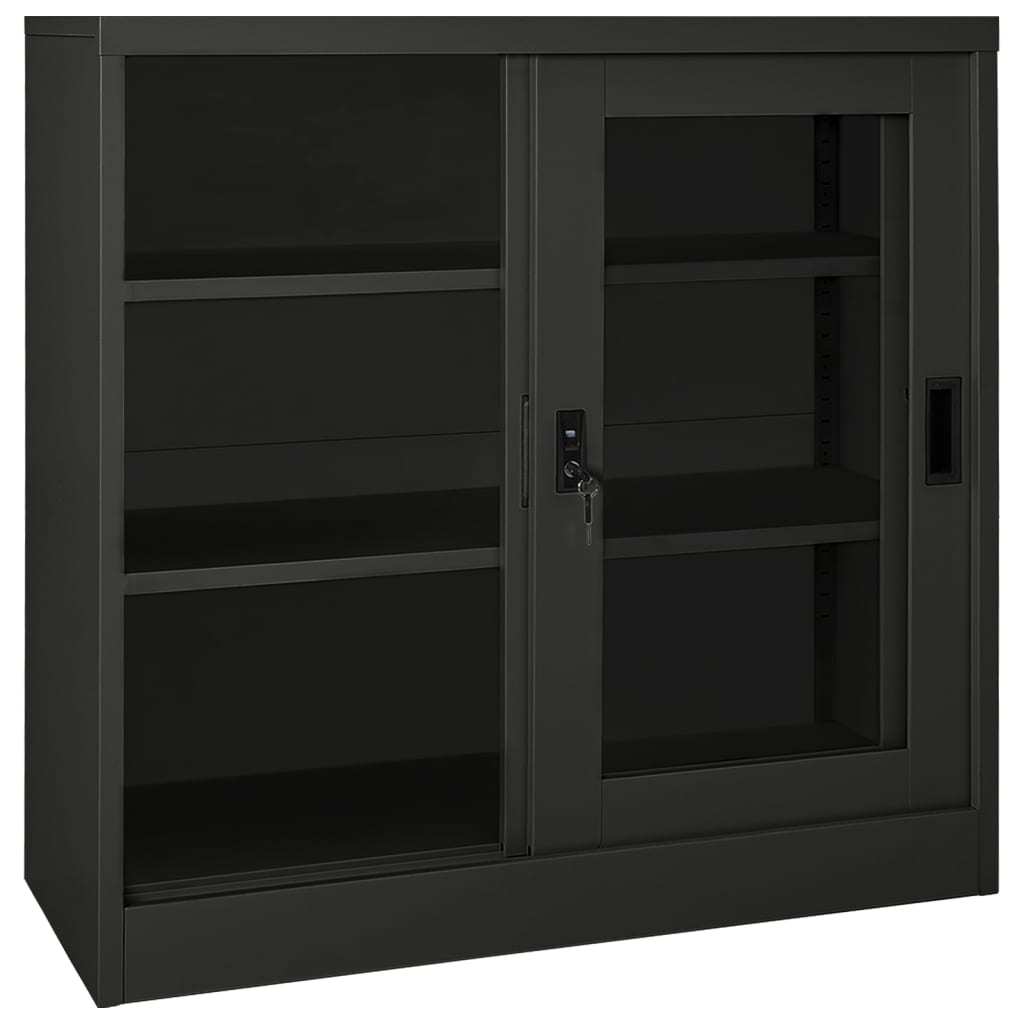 vidaXL Schrank mit Schiebetür Anthrazit 90x40x90 cm Stahl