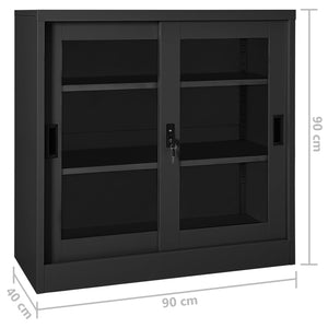 vidaXL Schrank mit Schiebetür Anthrazit 90x40x90 cm Stahl