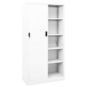 Büroschrank mit Schiebetür Weiß 90x40x180 cm Stahl Stilecasa