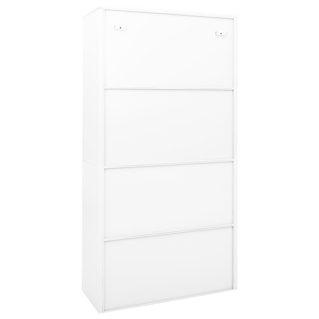 Büroschrank mit Schiebetür Weiß 90x40x180 cm Stahl Stilecasa