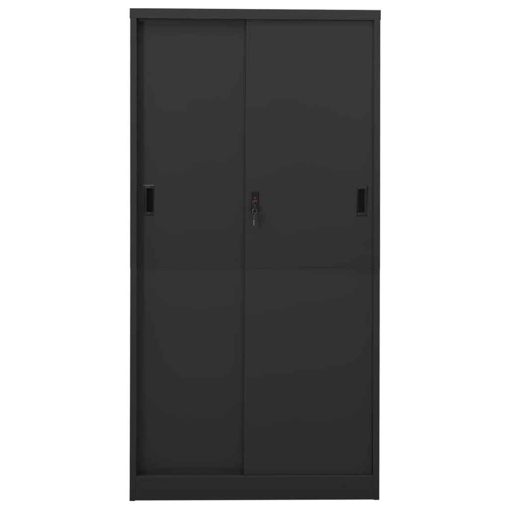 Büroschrank mit Schiebetür Anthrazit 90x40x180 cm Stahl Stilecasa