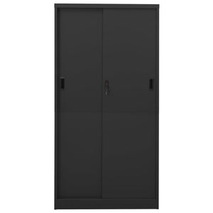 Büroschrank mit Schiebetür Anthrazit 90x40x180 cm Stahl Stilecasa