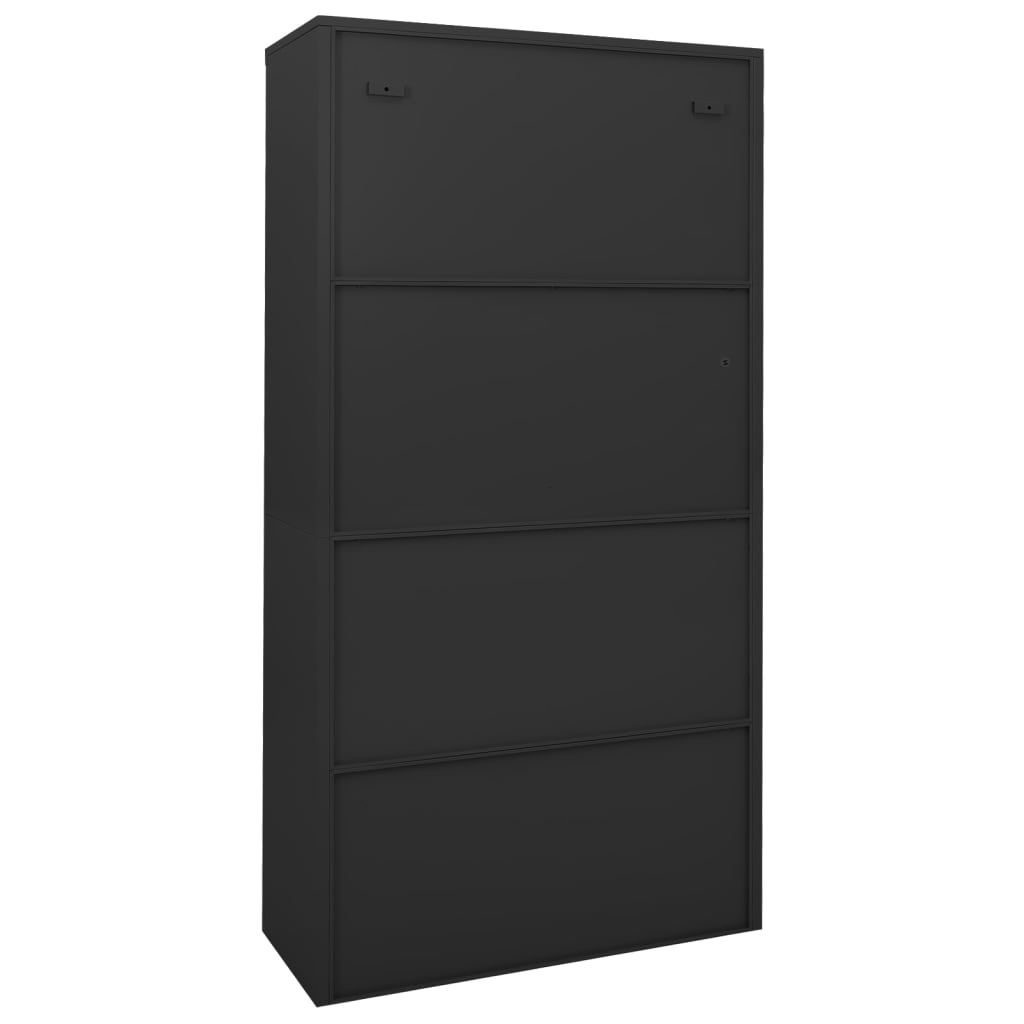 Büroschrank mit Schiebetür Anthrazit 90x40x180 cm Stahl Stilecasa