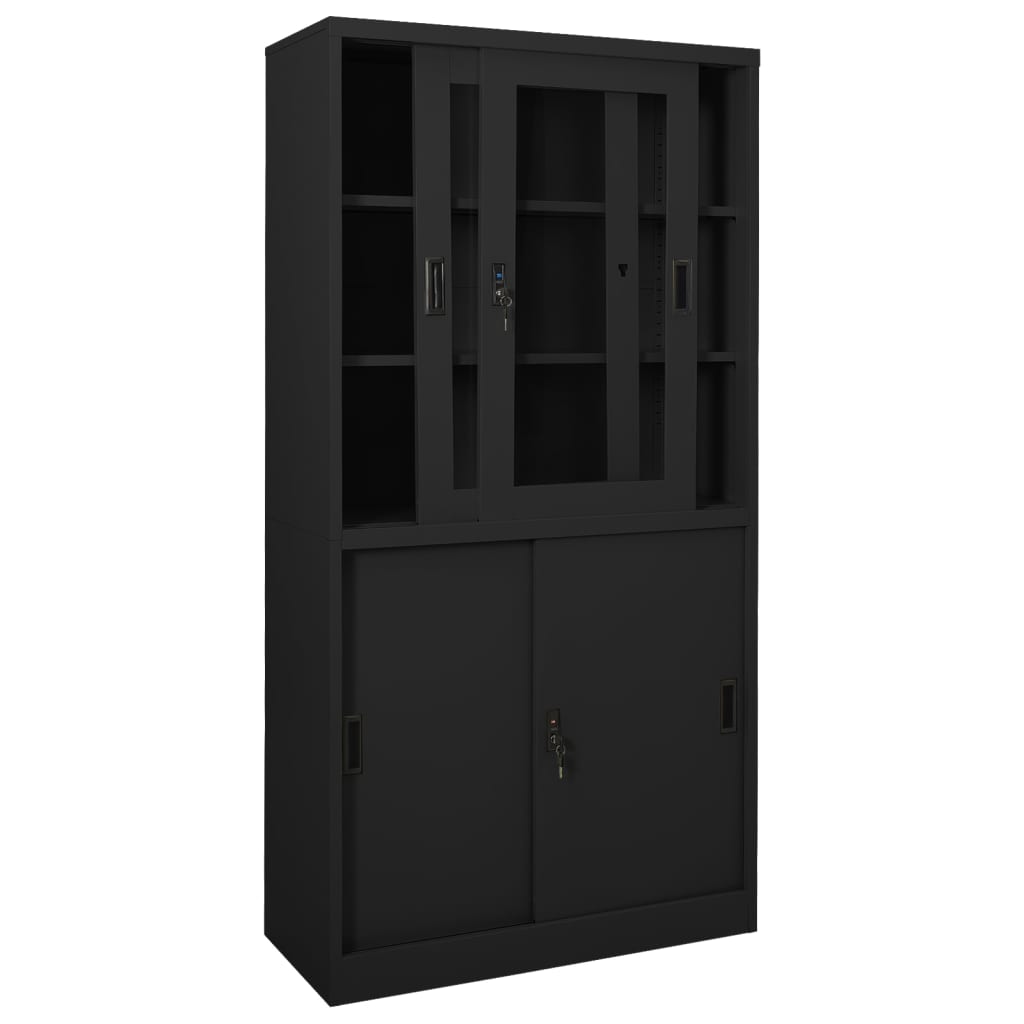 vidaXL Büroschrank mit Schiebetür Anthrazit 90x40x180 cm Stahl