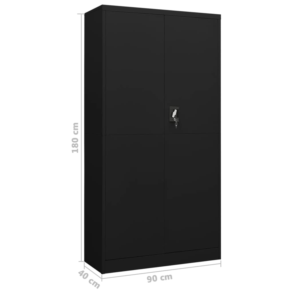 vidaXL Schließfachschrank Schwarz 90x40x180 cm Stahl