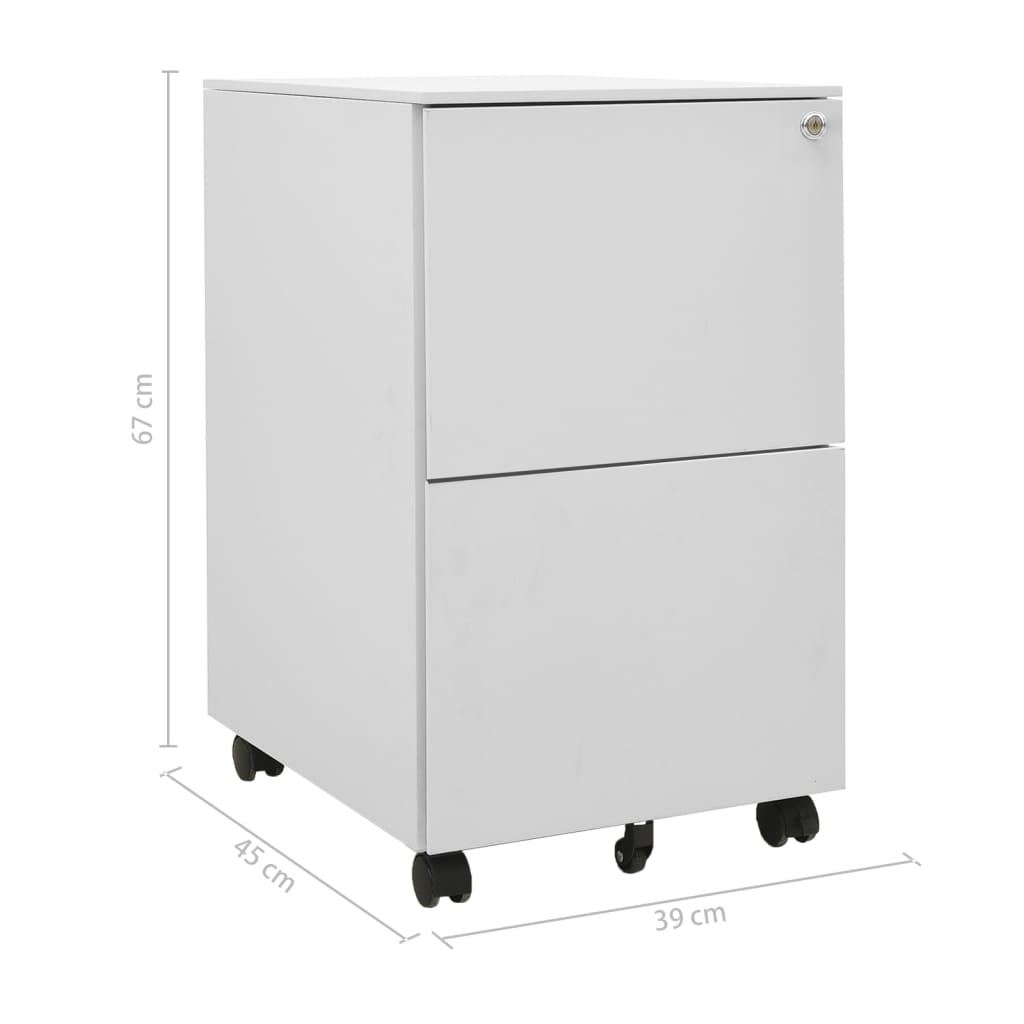 Aktenschrank mit Rollen Hellgrau 39x45x67 cm Stahl Stilecasa