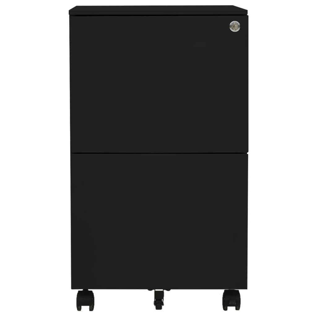 Aktenschrank mit Rollen Schwarz 39x45x67 cm Stahl Stilecasa