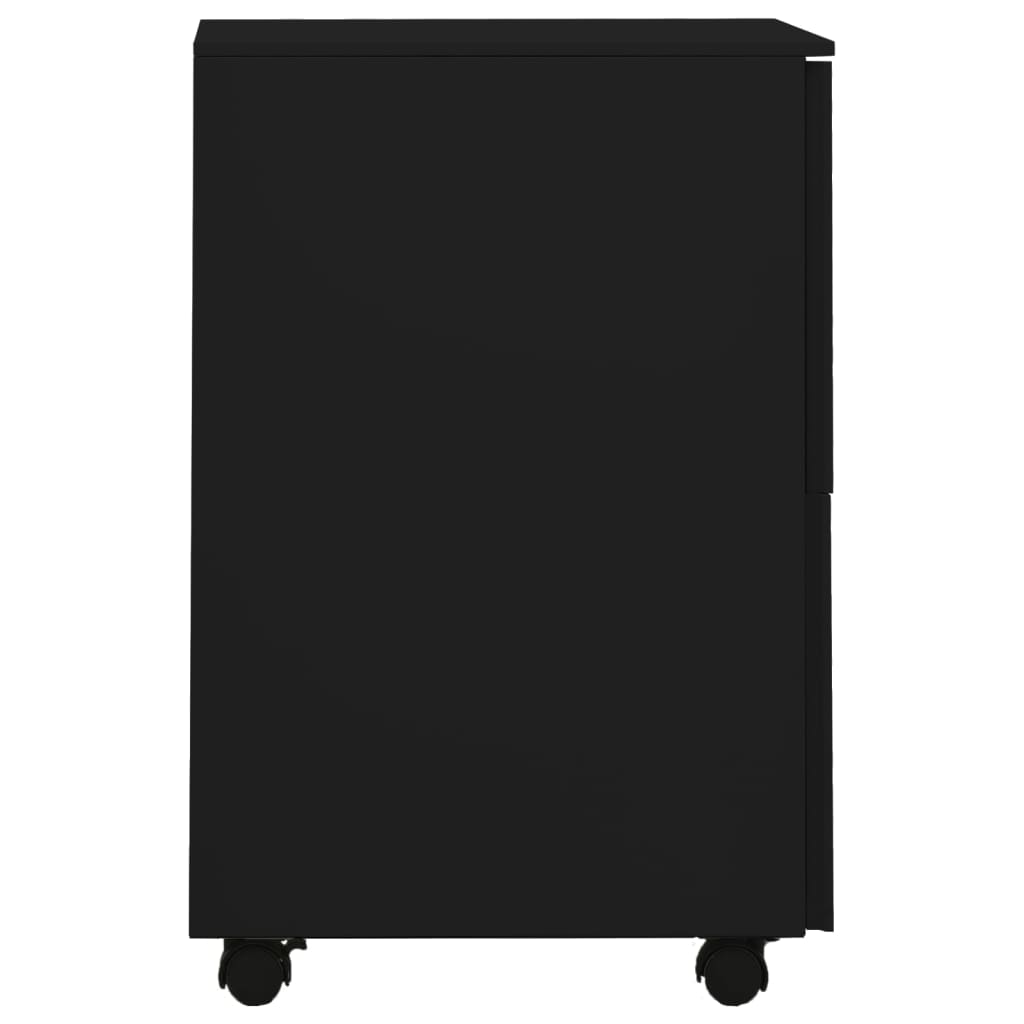 Aktenschrank mit Rollen Schwarz 39x45x67 cm Stahl Stilecasa