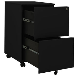 Aktenschrank mit Rollen Schwarz 39x45x67 cm Stahl Stilecasa