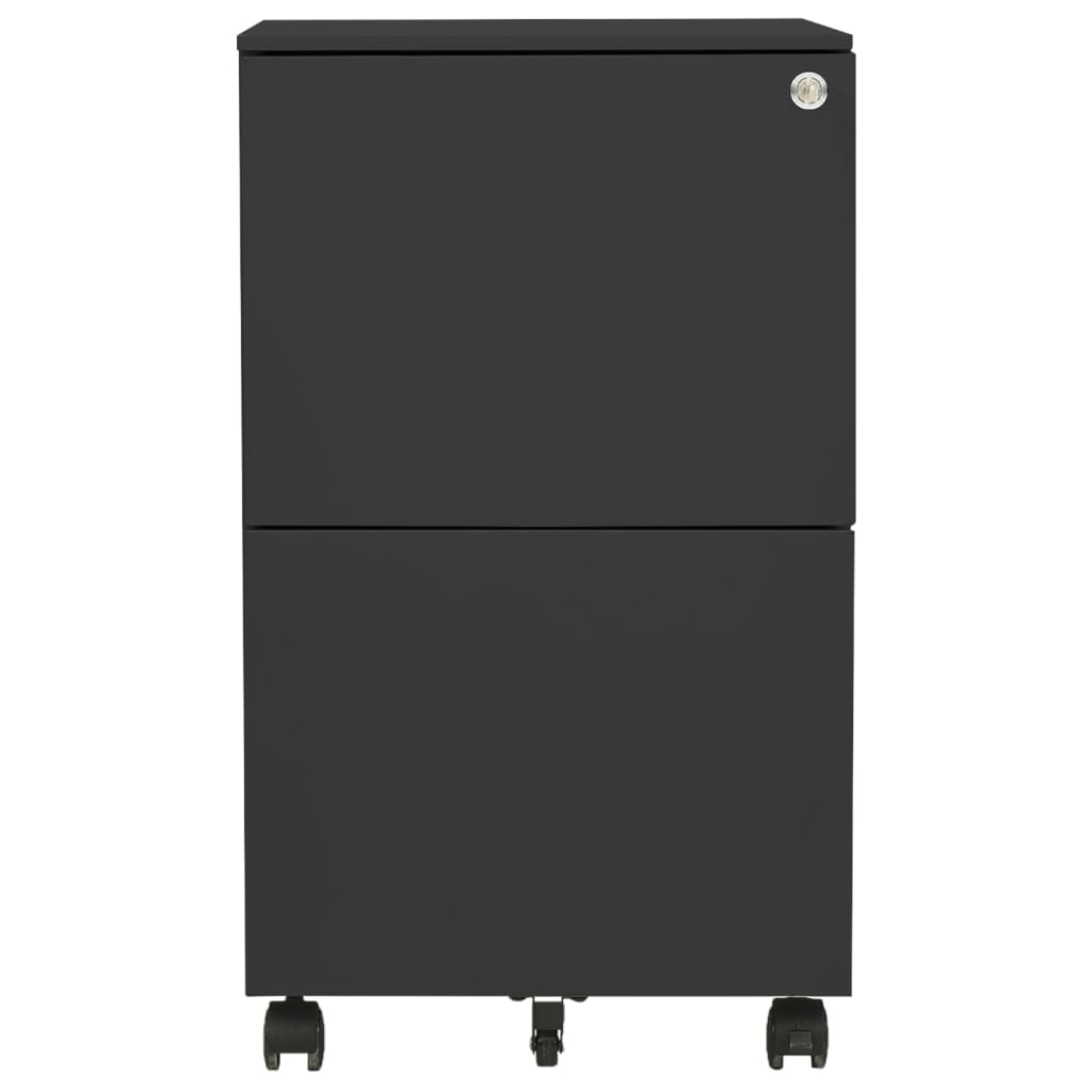 Aktenschrank mit Rollen Anthrazit 39x45x67 cm Stahl Stilecasa