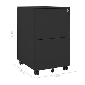 Aktenschrank mit Rollen Anthrazit 39x45x67 cm Stahl Stilecasa