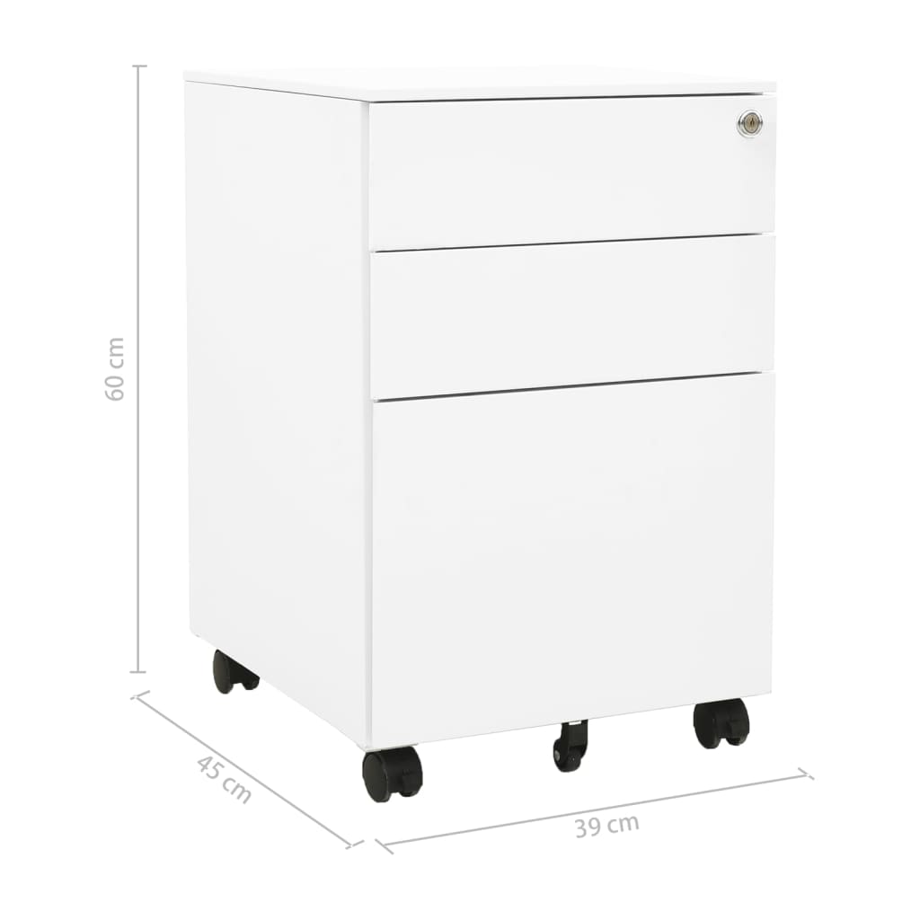 vidaXL Aktenschrank mit Rollen Weiß 39x45x60 cm Stahl