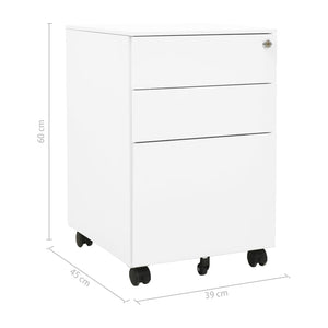 vidaXL Aktenschrank mit Rollen Weiß 39x45x60 cm Stahl