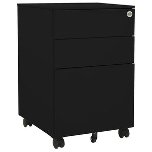 vidaXL Aktenschrank mit Rollen Schwarz 39x45x60 cm Stahl