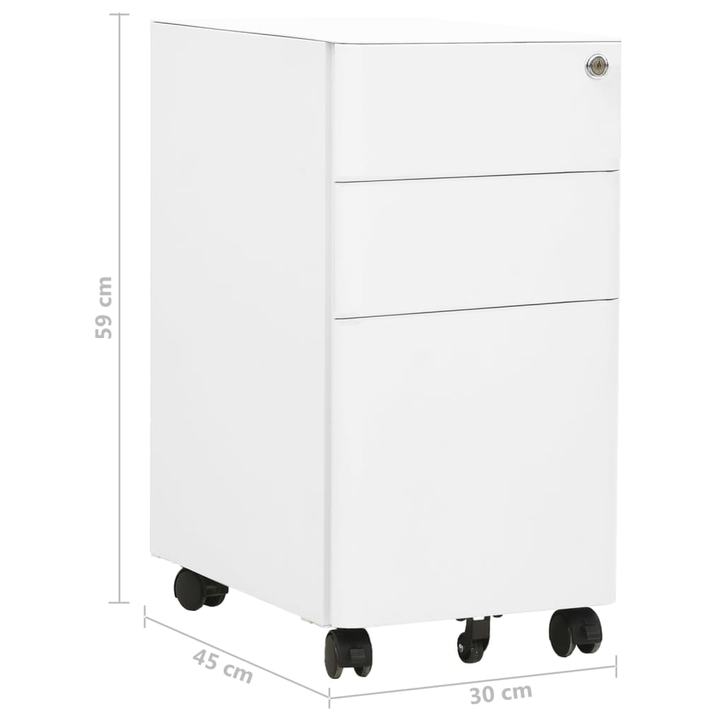 vidaXL Aktenschrank mit Rollen Weiß 30x45x59 cm Stahl