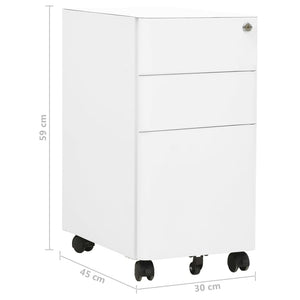 vidaXL Aktenschrank mit Rollen Weiß 30x45x59 cm Stahl