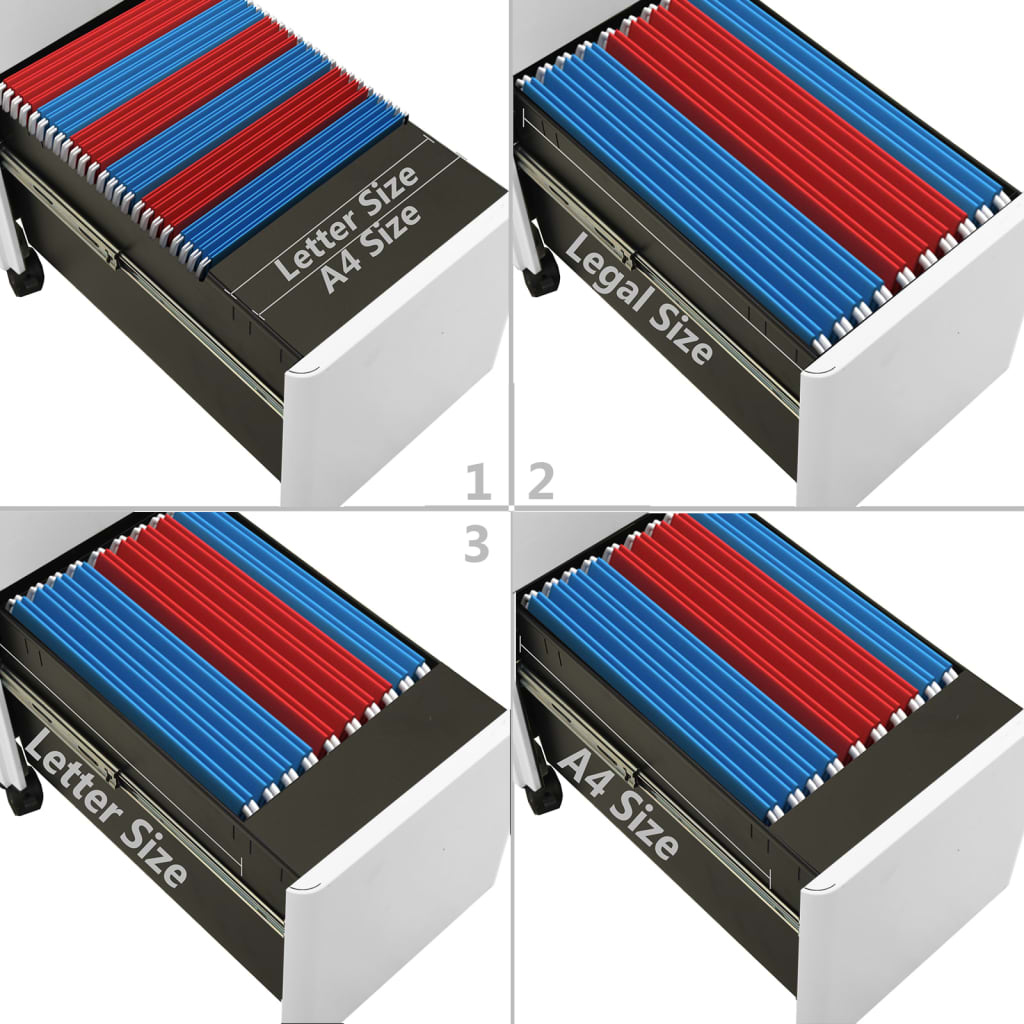 vidaXL Aktenschrank mit Rollen Hellgrau 30x45x59 cm Stahl