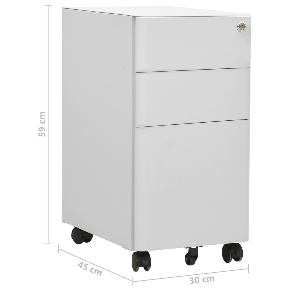 vidaXL Aktenschrank mit Rollen Hellgrau 30x45x59 cm Stahl