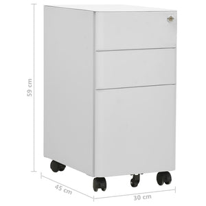 vidaXL Aktenschrank mit Rollen Hellgrau 30x45x59 cm Stahl